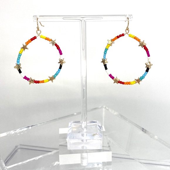 Rainbow Galaxy Hoop Earrings - Picture 6 of 7